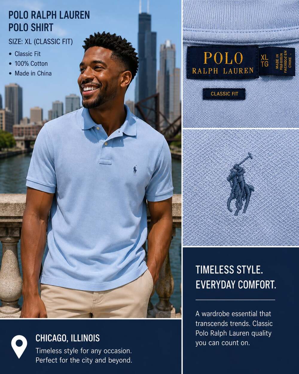 Polo Ralph Lauren Classic Fit Polo Shirt Light Blue Size XL